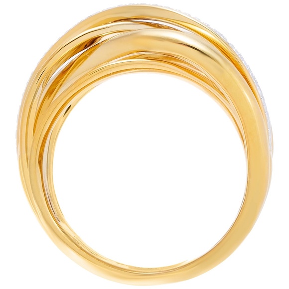 QVC Diamonique X Jennifer Miller Criss-Cross Ring Gold Plated Size 7 NEW! - Picture 2 of 3